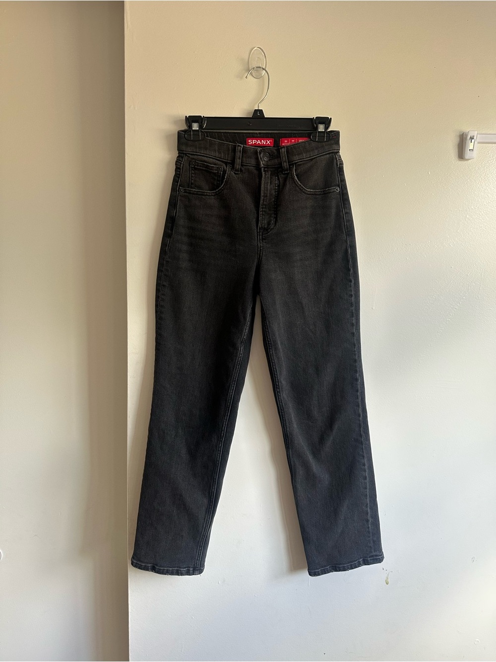 SPANX Black Wash Straight Leg Jeans